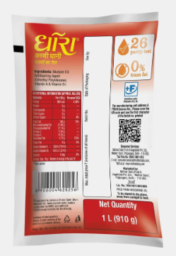DHARA Kachi Ghani Mustard Oil Pouch (1 L)
